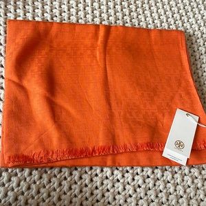 NWT Tory Burch Orange Juice Logo Scarf